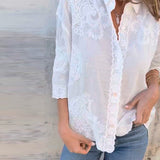 Chemise Unie Col Rabattu Boutons Imprimé