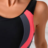 Maillot De Bain Une Pièce Color-Block Imprimé