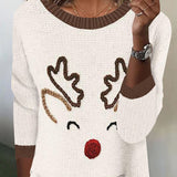 Pull décontracté col rond motif Noël