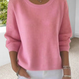 Pull Uni Col Rond Épaule Tombante
