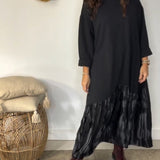 Robe Col Rond Imprimé Patchwork Irrégulier