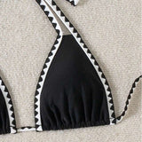 Bikini Sexy Couleur Contrastée Fendu Triangle