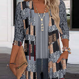 Bluse Manches Longues Imprimée Style Deux-Pièces Factice