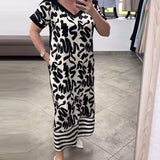 Robe imprimée à manches courtes et épaules dénudées