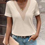 T-Shirt Décolleté en V Dentelle