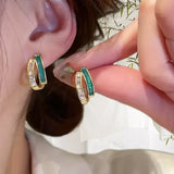 Boucles d'oreilles émeraude élégantes à double couche