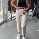 Pantalon Taille Haute Décontracté Jambe Droite