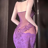 Chemise De Nuit Sexy Unie En Dentelle