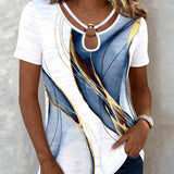 T-Shirt Abstrait Imprimé Col Rond Manches Courtes