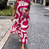 Robe Sans Manches Col Rond Avec Imprimé Géométrique