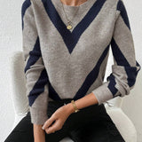 Pull Avec Caractéristiques Imprimé Géométrique Et Col Rond
