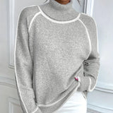 Pull Col Montant Tendance Couleur Contrastée