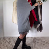 Robe Costume en Dentelle Maille avec Bretelles Col Haut Manches Chauve-Souris