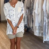 Blouse Polyvalente Col En V Imprimée Manches Mi-Longues