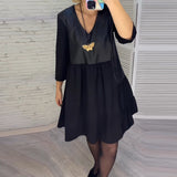 Robe patchwork à col en V