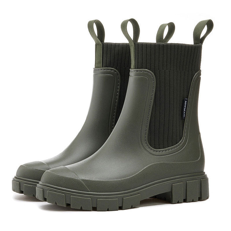 ☔️Bottes Imperméable Anti-Dérapant Semelle Épaisse Mi-Mollet