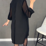 Robe plissée en maille patchwork de couleur unie