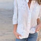 Chemise Unie Col Rabattu Boutons Imprimé