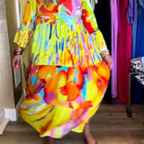 Robe imprimée à manches évasées