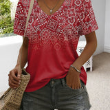T-Shirt Col V Imprimé