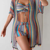 maillot de bain trois pièces bikini imprimé vacances