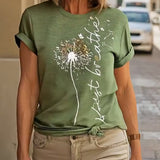 T - Shirt Imprimé Pissenlit Manches Courtes