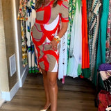 Robe imprimée droite à col en V