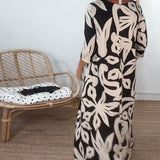 Robe À Col Rond Et Manches Longues Imprimée