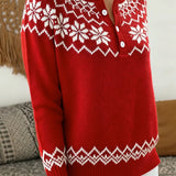 Pull Flocon De Neige Jacquard Demi-Ouvert