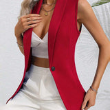 Manteau Cardigan Sans Manches À Bouton Unique