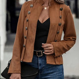 Veste élégante à double boutonnage de couleur unie