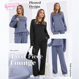 Set Haut à Col Rond pour Femme et Pantalon à Cordon