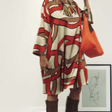 Robe imprimée design col rond