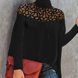 Haut Col Roulé Dentelle Sheer Tricot