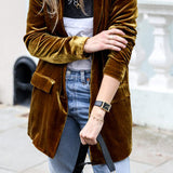 Burgundy | Blazer en velours style rue