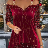 Haut À Paillettes Bustier Manches Longues