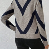 Pull Avec Caractéristiques Imprimé Géométrique Et Col Rond
