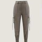 Pantalon Cargo Uni Fermeture Éclair