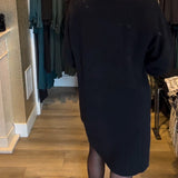Robe pull de couleur unie à col en V