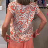 Blouse décontractée imprimée à col en V et manches raglan