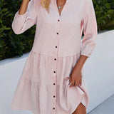 Robe à carreaux à col montant