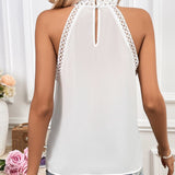 Gilet Uni Dentelle Creuse Sans Manches