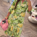 Robe ample douce imprimée à col en V