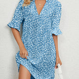 Robe verte à fleurs pour femmes
