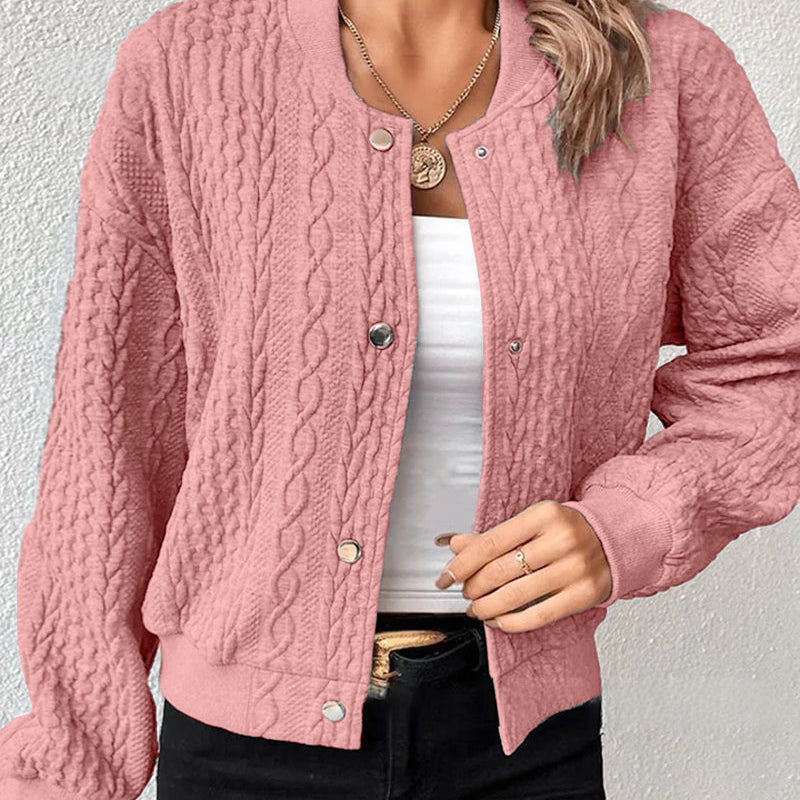 Cardigan boutonné de couleur unie