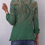 Zakinta | Manteau en Cachemire Vert avec Volants