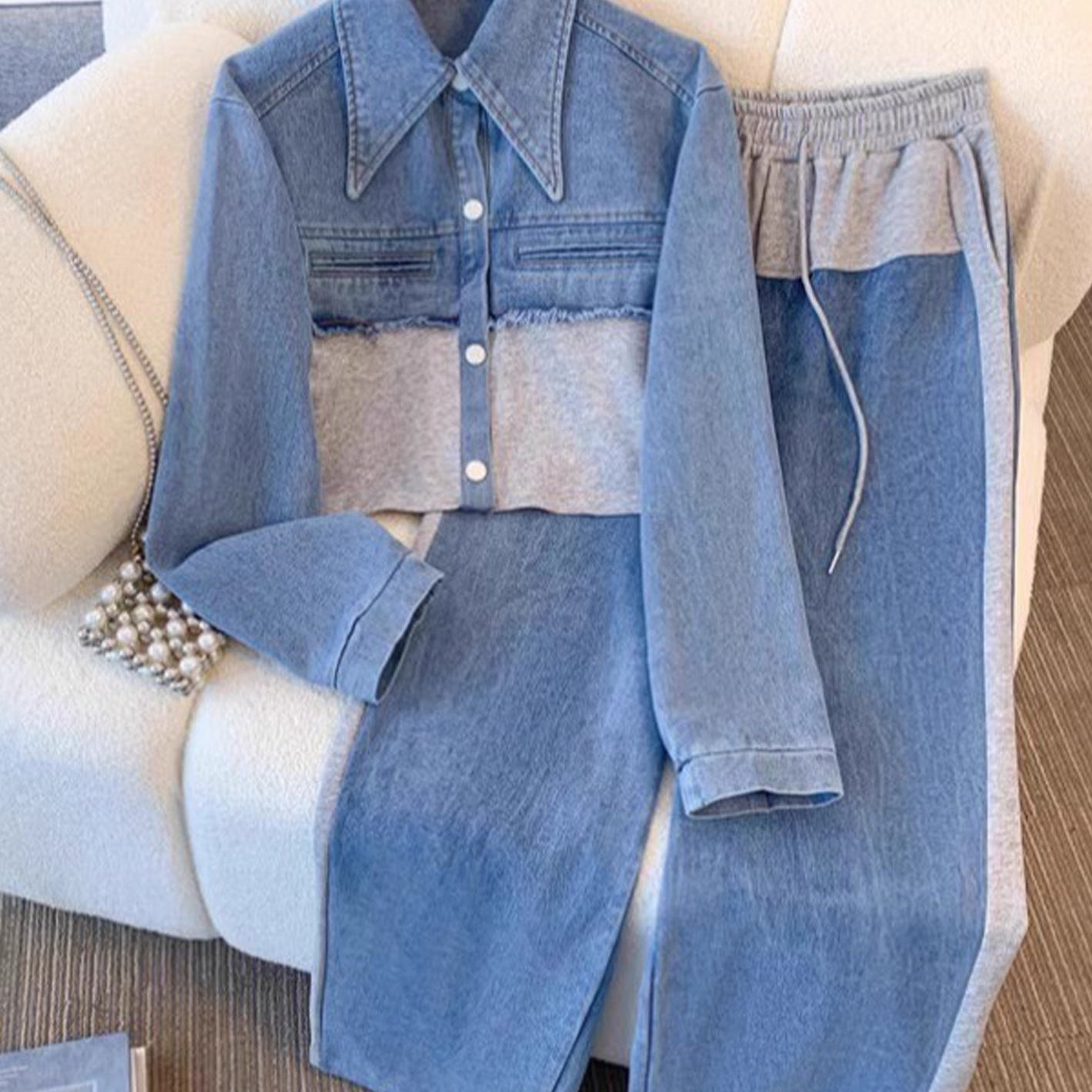 Natalie – Veste bicolore et pantalon large