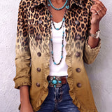 Reyes | Veste Blazer Léopard Ocre avec Volants
