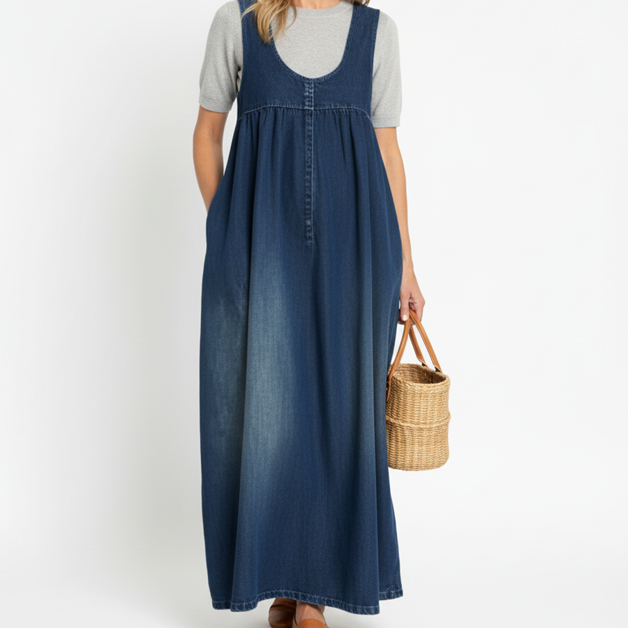 Capucine | Robe maxi en denim lavé vintage