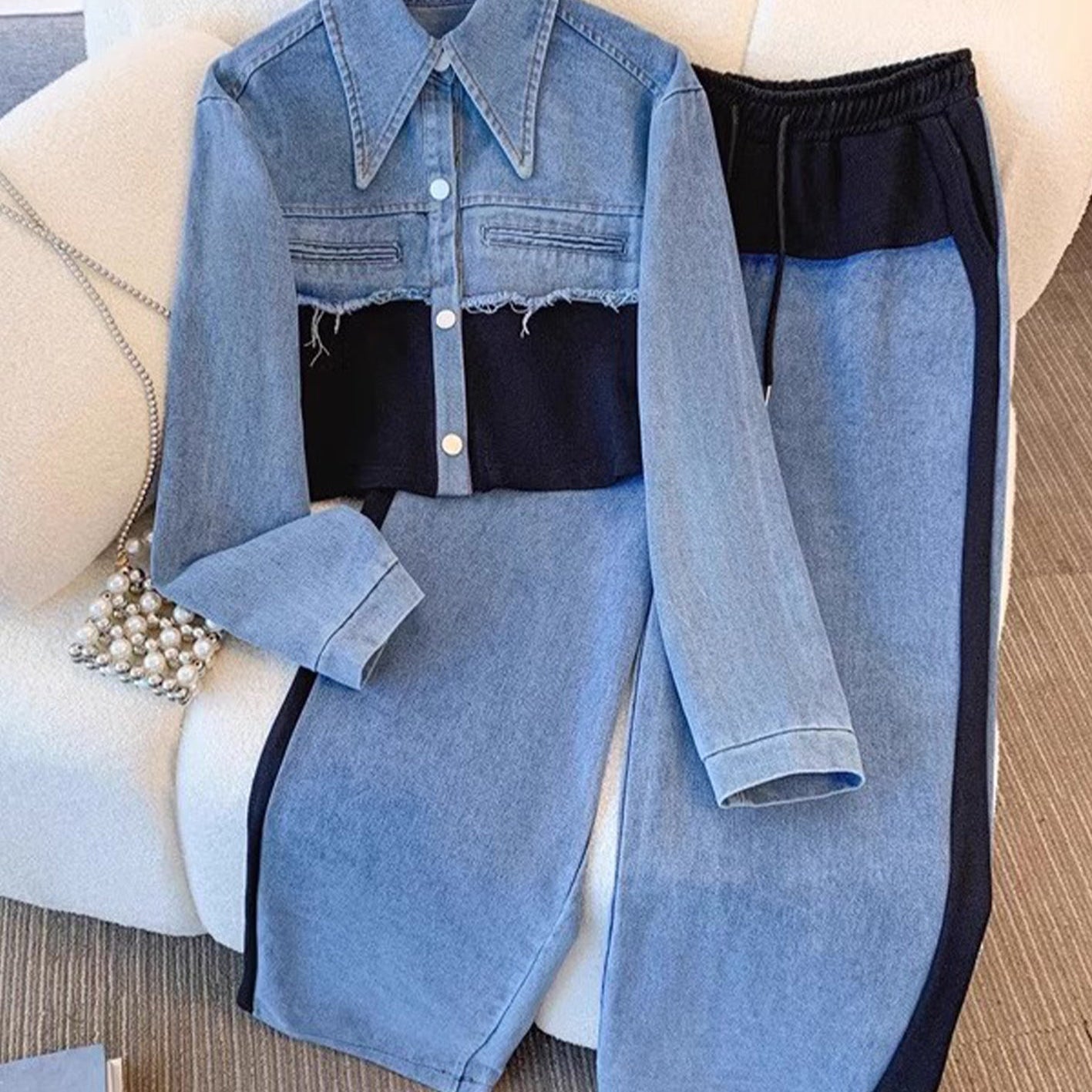 Natalie – Veste bicolore et pantalon large